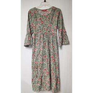 Secret Wish Hidden Zippers Nursing Dress Green and Red‎ Floral XXL